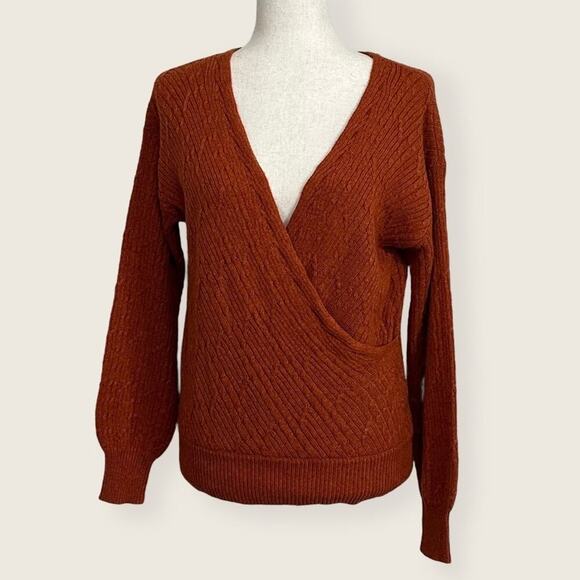 NWTL’AGENCEWool Faux Wrap SweaterOrangeXS